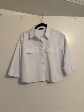 Zara Short White Oxford Shirt